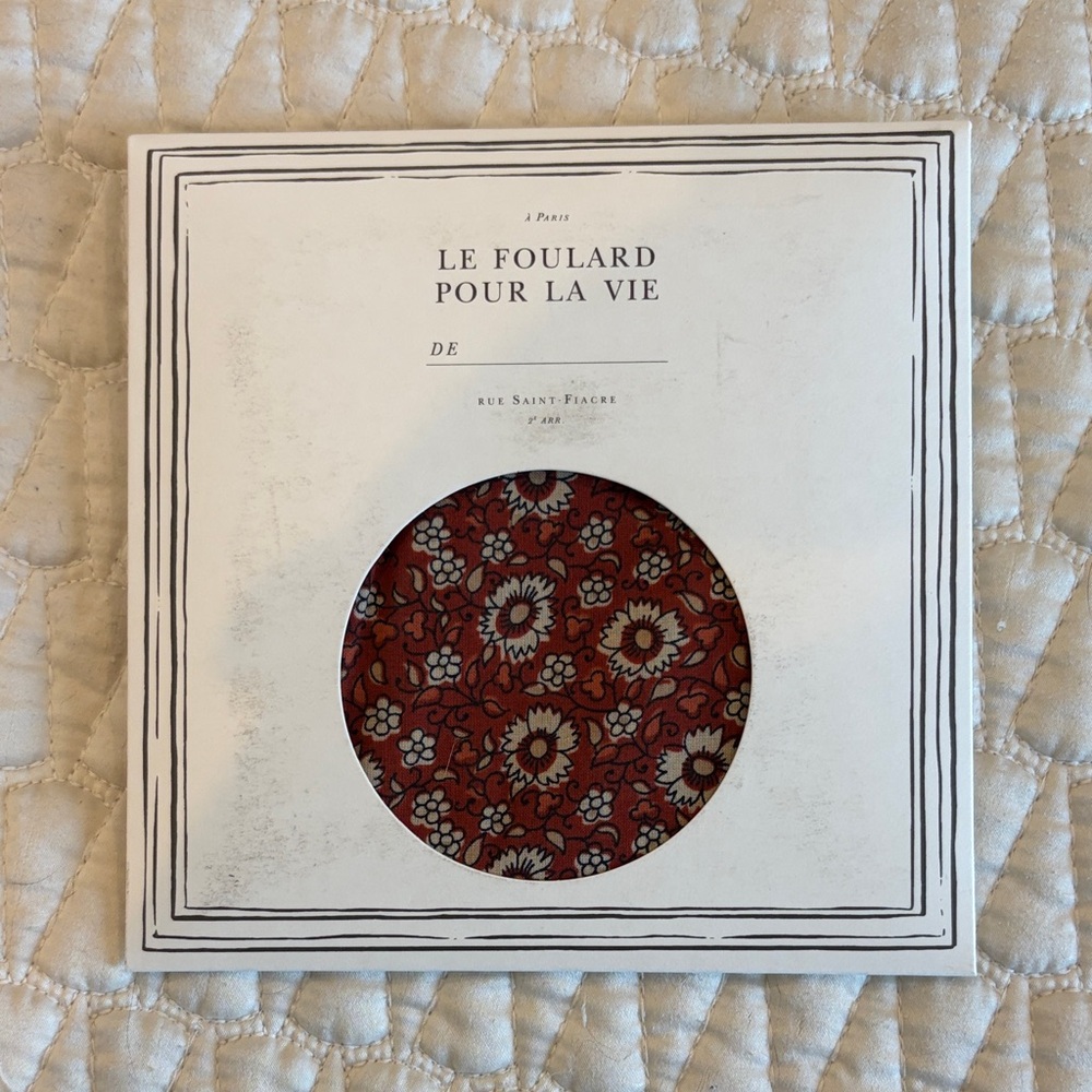 Sezane Floral Scarf in Rust and Cream Tones